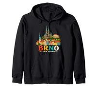 Regalo de Recuerdo de Viaje de Brno República Checa Dibujado a Mano Sudadera con Capucha