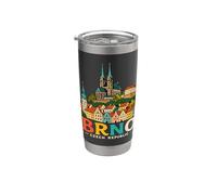 Regalo de recuerdo de viaje de Brno República Checa dibujado a mano Vaso térmico de acero inoxidable de doble pared