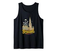 Regalo de Recuerdo de Viaje de Bruselas Bélgica Dibujado a Mano Camiseta sin Mangas