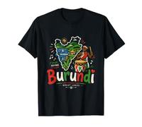 Regalo de Recuerdo de Viaje de Burundi Dibujado a Mano Camiseta