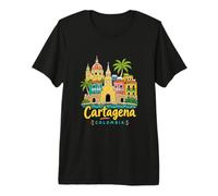 Regalo de Recuerdo de Viaje de Cartagena Colombia Dibujado a Mano Camiseta Premium