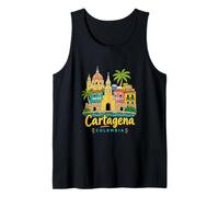 Regalo de Recuerdo de Viaje de Cartagena Colombia Dibujado a Mano Camiseta sin Mangas