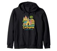 Regalo de Recuerdo de Viaje de Cartagena Colombia Dibujado a Mano Sudadera con Capucha