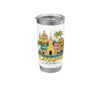 Regalo de recuerdo de viaje de Cartagena Colombia dibujado a mano Vaso térmico de acero inoxidable de doble pared