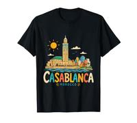 Regalo de Recuerdo de Viaje de Casablanca Marruecos Dibujado a Mano Camiseta