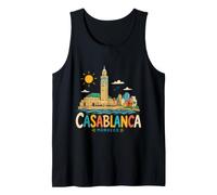 Regalo de Recuerdo de Viaje de Casablanca Marruecos Dibujado a Mano Camiseta sin Mangas