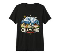Regalo de Recuerdo de Viaje de Chamonix Francia Dibujado a Mano Camiseta Premium
