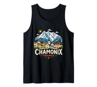 Regalo de Recuerdo de Viaje de Chamonix Francia Dibujado a Mano Camiseta sin Mangas