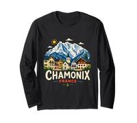 Regalo de Recuerdo de Viaje de Chamonix Francia Dibujado a Mano Manga Larga