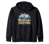 Regalo de Recuerdo de Viaje de Chamonix Francia Dibujado a Mano Sudadera con Capucha