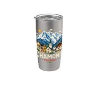 Regalo de recuerdo de viaje de Chamonix Francia dibujado a mano Vaso térmico de acero inoxidable de doble pared