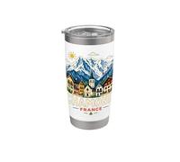 Regalo de recuerdo de viaje de Chamonix Francia dibujado a mano Vaso térmico de acero inoxidable de doble pared