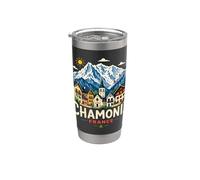 Regalo de recuerdo de viaje de Chamonix Francia dibujado a mano Vaso térmico de acero inoxidable de doble pared
