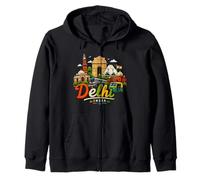 Regalo de Recuerdo de Viaje de Delhi India Dibujado a Mano Sudadera con Capucha
