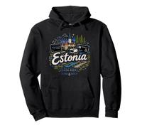 Regalo de Recuerdo de Viaje de Estonia Dibujado a Mano Sudadera con Capucha