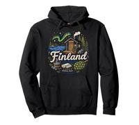 Regalo de Recuerdo de Viaje de Finlandia Dibujado a Mano Sudadera con Capucha