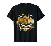 Regalo de Recuerdo de Viaje de Génova Italia Dibujado a Mano Camiseta