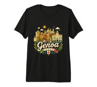 Regalo de Recuerdo de Viaje de Génova Italia Dibujado a Mano Camiseta Premium