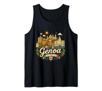 Regalo de Recuerdo de Viaje de Génova Italia Dibujado a Mano Camiseta sin Mangas