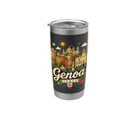 Regalo de recuerdo de viaje de Génova Italia dibujado a mano Vaso térmico de acero inoxidable de doble pared