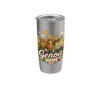Regalo de recuerdo de viaje de Génova Italia dibujado a mano Vaso térmico de acero inoxidable de doble pared