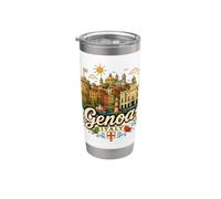 Regalo de recuerdo de viaje de Génova Italia dibujado a mano Vaso térmico de acero inoxidable de doble pared