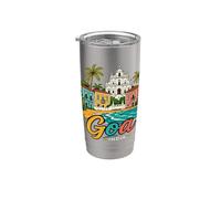 Regalo de recuerdo de viaje de Goa India dibujado a mano Vaso térmico de acero inoxidable de doble pared