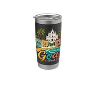Regalo de recuerdo de viaje de Goa India dibujado a mano Vaso térmico de acero inoxidable de doble pared