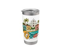 Regalo de recuerdo de viaje de Goa India dibujado a mano Vaso térmico de acero inoxidable de doble pared