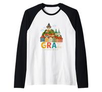 Regalo de Recuerdo de Viaje de Graz Austria Dibujado a Mano Camiseta Manga Raglan