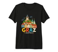 Regalo de Recuerdo de Viaje de Graz Austria Dibujado a Mano Camiseta Premium