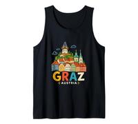Regalo de Recuerdo de Viaje de Graz Austria Dibujado a Mano Camiseta sin Mangas