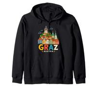 Regalo de Recuerdo de Viaje de Graz Austria Dibujado a Mano Sudadera con Capucha