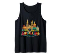 Regalo de Recuerdo de Viaje de Guadalajara México Dibujado a Mano Camiseta sin Mangas