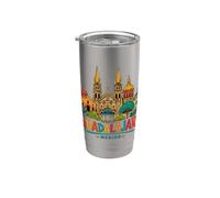 Regalo de recuerdo de viaje de Guadalajara México dibujado a mano Vaso térmico de acero inoxidable de doble pared