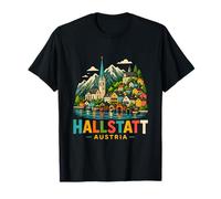 Regalo de Recuerdo de Viaje de Hallstatt Austria Dibujado a Mano Camiseta