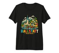 Regalo de Recuerdo de Viaje de Hallstatt Austria Dibujado a Mano Camiseta Premium