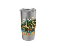 Regalo de recuerdo de viaje de Hallstatt Austria dibujado a mano Vaso térmico de acero inoxidable de doble pared