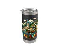 Regalo de recuerdo de viaje de Hallstatt Austria dibujado a mano Vaso térmico de acero inoxidable de doble pared