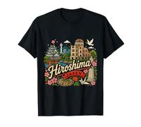 Regalo de Recuerdo de Viaje de Hiroshima Japón Dibujado a Mano Camiseta
