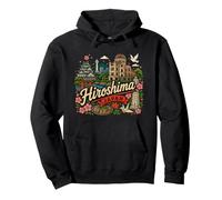 Regalo de Recuerdo de Viaje de Hiroshima Japón Dibujado a Mano Sudadera con Capucha