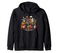 Regalo de Recuerdo de Viaje de Holanda Dibujado a Mano Sudadera con Capucha