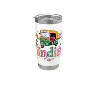 Regalo de recuerdo de viaje de India dibujado a mano Vaso térmico de acero inoxidable de doble pared