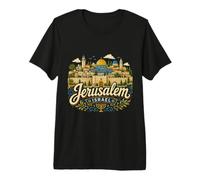 Regalo de Recuerdo de Viaje de Jerusalén Israel Dibujado a Mano Camiseta Premium