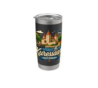 Regalo de recuerdo de viaje de Kuressaare Estonia dibujado a mano Vaso térmico de acero inoxidable de doble pared