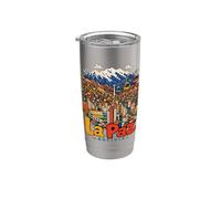 Regalo de recuerdo de viaje de La Paz Bolivia dibujado a mano Vaso térmico de acero inoxidable de doble pared
