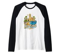 Regalo de Recuerdo de Viaje de Larnaca Chipre Dibujado a Mano Camiseta Manga Raglan