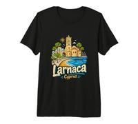 Regalo de Recuerdo de Viaje de Larnaca Chipre Dibujado a Mano Camiseta Premium
