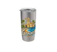 Regalo de recuerdo de viaje de Larnaca Chipre dibujado a mano Vaso térmico de acero inoxidable de doble pared