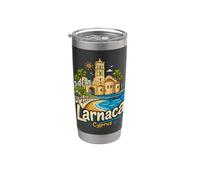 Regalo de recuerdo de viaje de Larnaca Chipre dibujado a mano Vaso térmico de acero inoxidable de doble pared